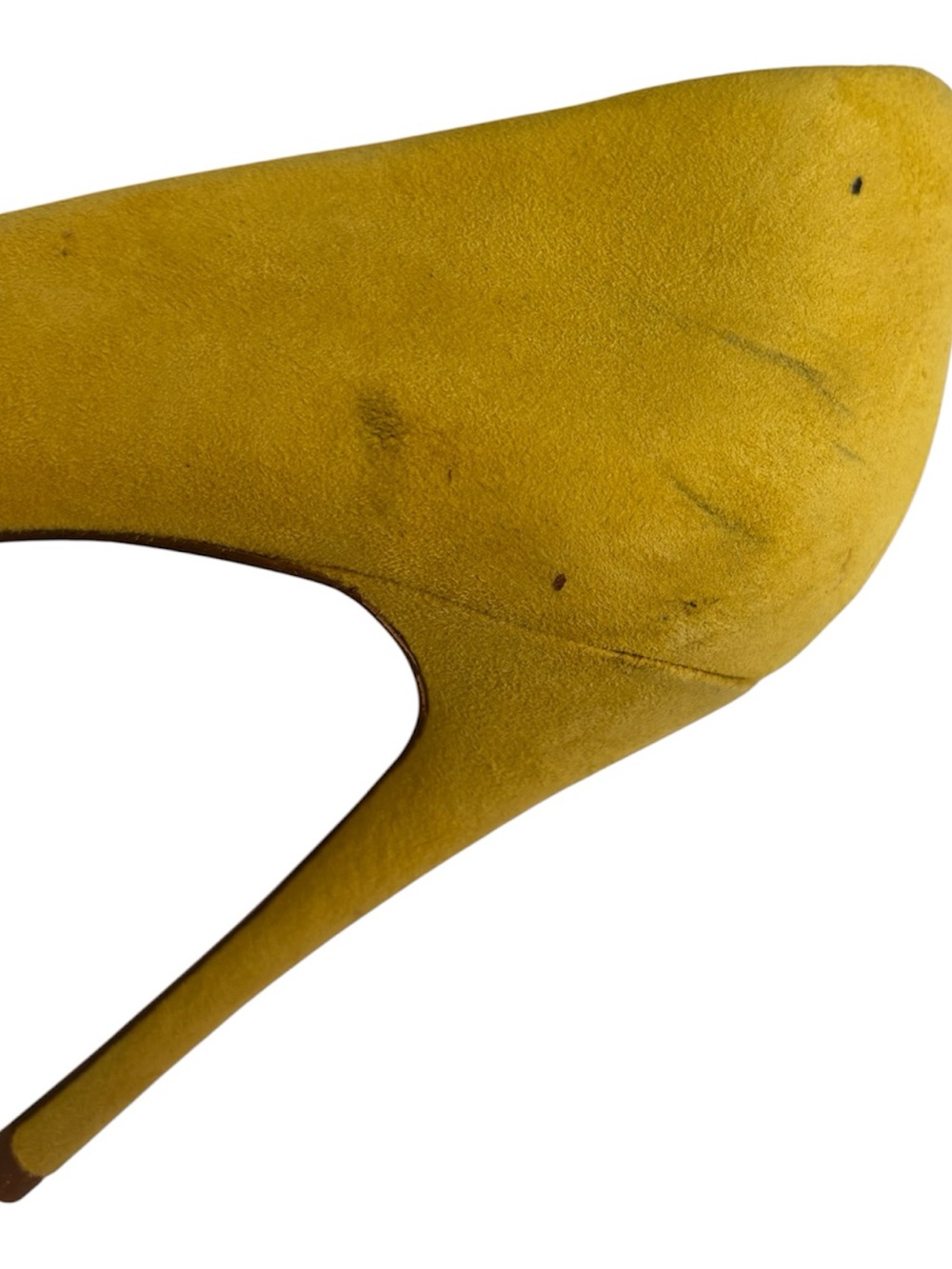 Yellow Suede Pointed-Toe Stiletto Heels - Picture 4 of 10